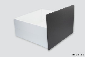 Komplet - Szuflada MERIVOBOX, 425861, Wys. E, BOXCAP+ZF4.50I2-INSERTA, L=400 mm, 40kg., Mocow. frontu INSERTA, ZF4.10I2, Jedwabiście biały mat, BLUM