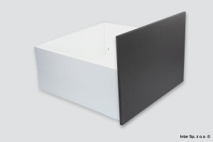 Komplet - Szuflada MERIVOBOX, 425835, Wys. E+BOXCAP+ZF4.5002-wkr臋ty, L=350 mm, 40kg., Mocowanie frontu na wkr臋ty ZF4.1002, Antracyt mat, BLUM